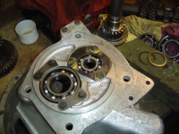  New layshaft and pinion bearings pressed (tapped) into the bellhousing
